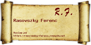 Rasovszky Ferenc névjegykártya